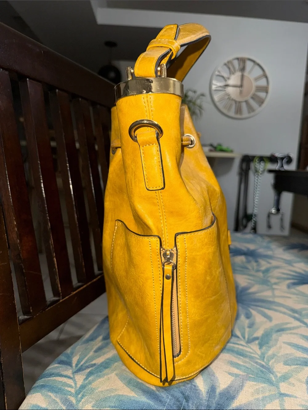Michael Kors Mustard Yellow Drawstring Shoulder Tote